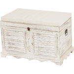 Hhg - banc banquette / coffre de rangement t356, style shabby 50x76x45cm, blanc