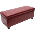 Banc banquette rembourr�e coffre de rangement kriens, cuir reconstitu�, 112x45x45cm, rouge