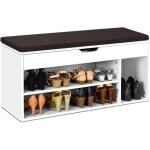 Relax4life - banc  chaussures avec coussin amovible rempli de mousse, meuble  chaussures avec 3 tagre ...