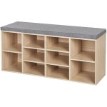Vasagle - banc à chaussures, Étagère à chaussures, meuble de rangement, 10 compartiments, avec coussin, ... Vasagle - banc à chaussures, Étagère à chaussures, meuble de rangement, 10 compartiments, avec coussin, ...