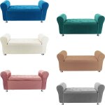 Banc coffre effet velours à paillettes 120x39x55 cm gain de place couleur: moutarde Banc coffre effet velours à paillettes 120x39x55 cm gain de place couleur: moutarde