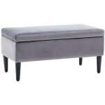 Vente - unique - banc coffre de rangement buren en velours - gris