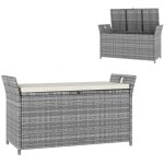 Banc coffre de rangement ext�rieur en r�sine tress�e 250l avec coussin amovible, pour jardin, balcon, ...