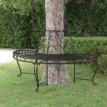 Banc demi - circulaire tour d'arbre �160 cm noir acier vidaxl