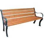Banc domus sila en fonte et lattes de bois 157 x 60 cm banc 2 / 3 personnes pour jardin exte'rieur