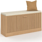 Banc d'entr�e chaussures juliette lattes tasseau bois coloris ch�ne