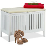 Relaxdays - banc avec espace de rangement, rembourré, 80 l, compartiment, style campagnard, en bois, ... Relaxdays - banc avec espace de rangement, rembourré, 80 l, compartiment, style campagnard, en bois, ...