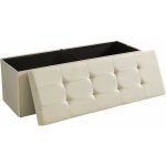 Banc de rangement, pouf pliable, 38 x 110 x 38 cm, bout de lit, repose - pieds, coffre de rangement, ...