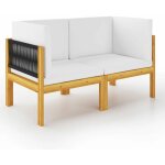 Banc de jardin  2 places avec coussins bois d'acacia massif