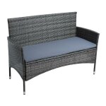 Estexo - banc de jardin 2 places avec coussin en polyrotin 126 x 48 x 85, 5 cm gris
