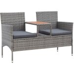 Banc de jardin 2places et table à thé 143cm résine tressée gris Banc de jardin 2places et table à thé 143cm résine tressée gris