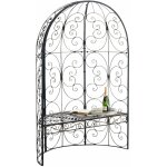 Dcoshop26 - banc de jardin avec arche  rosiers en mtal bronze vieilli style vintage mdj10184