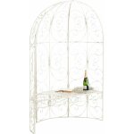 Banc de jardin avec arche � rosiers en m�tal cr�me vieilli style vintage mdj10186