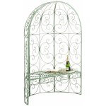 Décoshop26 - banc de jardin avec arche à rosiers en métal vert vieilli style vintage mdj10185 Décoshop26 - banc de jardin avec arche à rosiers en métal vert vieilli style vintage mdj10185