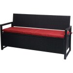 Banc de jardin coffre 3 places avec rangement en poly - rotin anthracite et coussin bordeaux 040010315 ...
