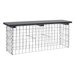 Estexo - banc de jardin à gabion en métal galvanisé et wpc 100 x 30 x 43 cm gris clair Estexo - banc de jardin à gabion en métal galvanisé et wpc 100 x 30 x 43 cm gris clair