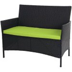 Mendler - banc de jardin halden en polyrotin, banquette - anthracite, coussin vert