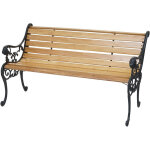 Mendler - banc de jardin hwc - f98, banc du parc, banquette en bois, fonte, 2 places, 125cm, 20kg - marron ...
