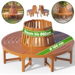 Banc de jardin rond � 160cm en bois d'eucalyptus certifi� fsc� robuste banc circulaire tour d'arbre banquette ...