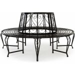 Banc de jardin rond noir �160 cm acier thermolaqu� robuste pieds incurv�s banc circulaire tour d'arbre ...