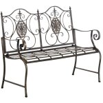 Banc de jardin style romantique en fer finement d�taill� dans diverses couleurs colore : bronze