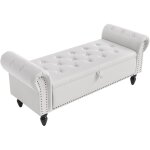 Banc de rangement 133cm, banquette d?entr�e, velours coffre bout de lit, pour couloir, chambre, salon ...