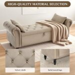 Banc de rangement 133cm, banquette d?entr�e, velours coffre bout de lit, pour couloir, chambre, salon ...