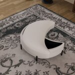 Banc de rangement 86x47, 5x43cm - pouf coffre demi - lune avec plateau - table d'appoint - bout de lit ...