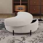 Banc de rangement 86x47, 5x43cm - pouf coffre demi - lune avec plateau - table d'appoint - bout de lit ...
