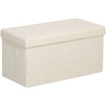 Banc de rangement avec coussin et couvercle, coffre � linge pour salon, chambre, couloir, couleur cr�me ...