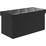 Banc de rangement pliable 84l, avec coussin et rev�tement en simili cuir, noir, 76x38x38 cm