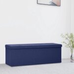 Banc de rangement pliable bleu faux lin vidaxl