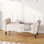 Banc de rangement pour salon, coffre de lit / pouf, banc � chaussures rembourr� avec accoudoirs pour ...
