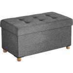 Banc de rangement, tabouret rembourré pliable, 76 x 38 x 40 cm, coffre avec couvercle, pieds en bois ... Banc de rangement, tabouret rembourré pliable, 76 x 38 x 40 cm, coffre avec couvercle, pieds en bois ...