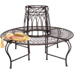 Dandibo banc rond en m�tal r�sistant aux intemp�ries marron � 130 cm banc d'arbre 96003 banc de jardin ...