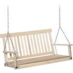 Banc suspendu 2 places en bois - dossier assise � lattes - max. 200kg - cha�nes r�glables acier galvanis� ...