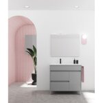 Band 90cm meuble et vasque avec deux tiroirs et une porte, galet brillant. Band 90cm meuble et vasque avec deux tiroirs et une porte, galet brillant.