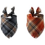 Bandanas � carreaux pour chiens, lot de 2 foulards triangulaires r�versibles pour chiens avec bords � ...