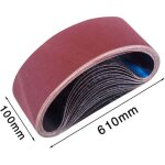 Bande abrasive 100 x 610 mm?15 pi�ces), bandes abrasives mixte (3x grains 80 / 120 / 150 / 240 / 400) ...