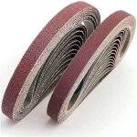 [jamais utilis�] bande abrasive 13x457 mm. 5 sortes de gravier mixte (6?40 / 80 / 120 / 180 / 320). ensemble ...