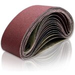 Bande abrasive, 915100, 5 grains : 80 / 120 / 150 / 240 / 400, convient aux ponceuses � bande stationnaires, ...