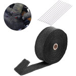 Bande de protection thermique d�chappement, ruban �chappement noir avec 10 attaches de c�ble, ruban isolant ...