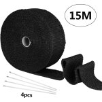 Bande thermique Échappement noire 15m, ruban isolant moto avec 4 colliers serrage autobloquants en inox ... Bande thermique Échappement noire 15m, ruban isolant moto avec 4 colliers serrage autobloquants en inox ...