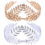 Bandeau de mari�e (lot de 2) en alliage m�tallique, couronne de feuilles, diad�me, accessoire de coiffure ...