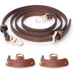 Bandouli�re sac � main en cuir, sangle r�glable, marron et dor�