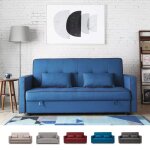 Banquette clic - clac 185 x 90 deux places en tissu avec coffre zalto - bleu