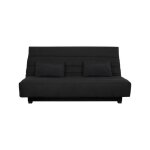 Banquette clic clac 2 places reveur - tissu noir - matelas dunlopillo - couchage 188x128 cm