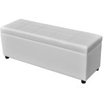 Banquette coffre capitonn�e similicuir blanc mandai 118cm