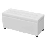 Banquette coffre capitonn�e similicuir blanc mouby 87 cm