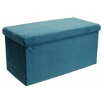 Banquette coffre pliable velours 'zigzag' 76cm bleu Banquette coffre pliable velours 'zigzag' 76cm bleu